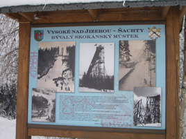 Vysoké nad Jizerou, Šachty - místo kde v 50. letech stával skokanský můstek