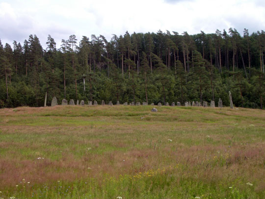 Blomsholm - vikingské pohřebiště ze 49 kamenů poskládaných do tvaru lodi